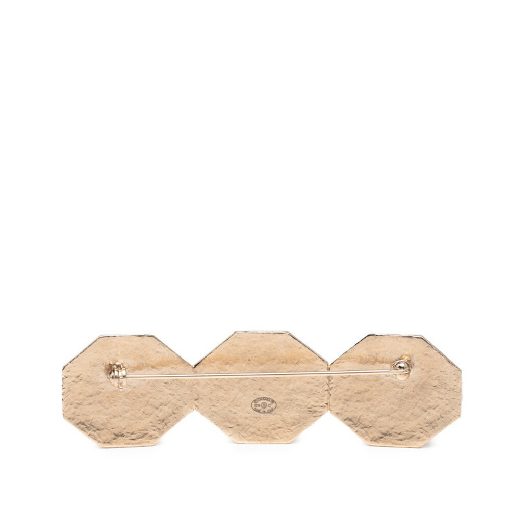 CHANEL Gold Pearl Logo Brooch - Picture 2 of 4